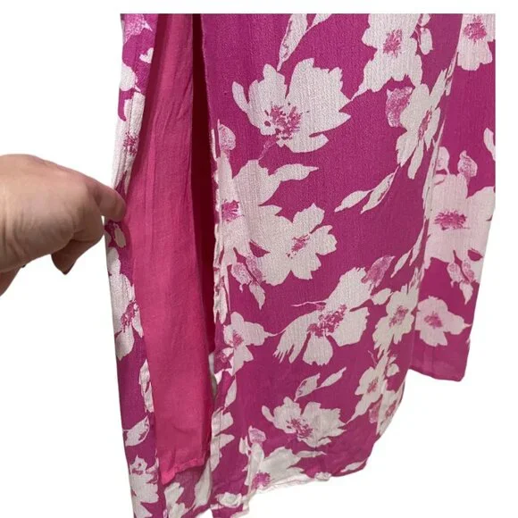 Lulu's XL Follow The Summer Pink Floral Halter Side Slit Midi Dress - Picture 7 of 10